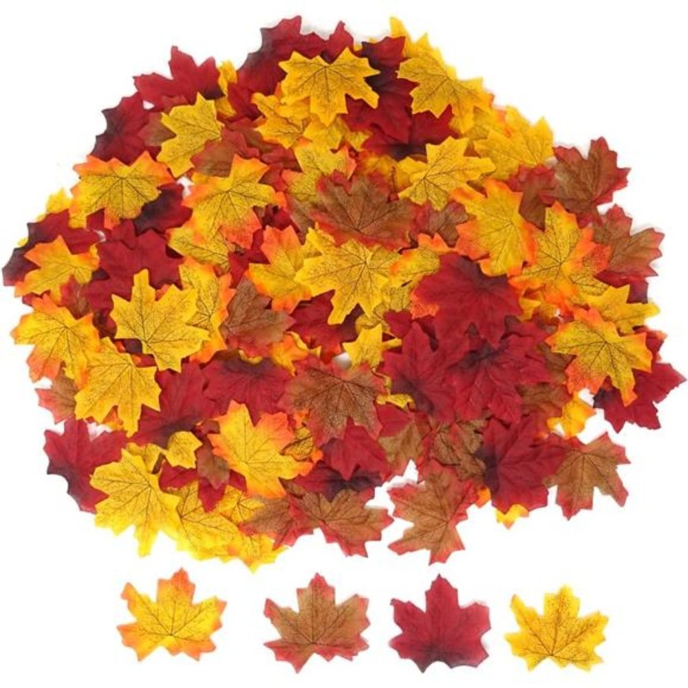 200PCS 8cm/3.1inch Assorted Color Artificial Maple Leaves Fall Leaves Weddings